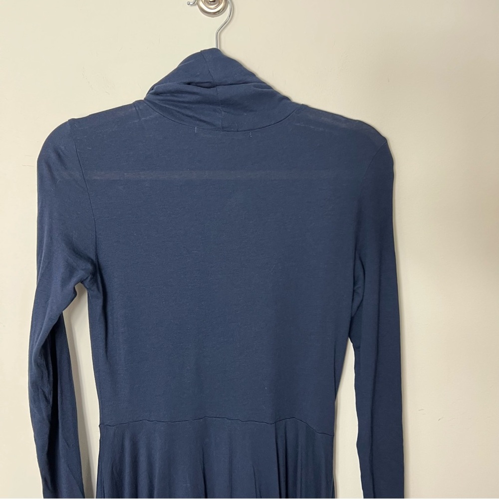 Peruvian Connection Ariana Dress Pima Cotton Blue Turtleneck Long Sleeve XS 1063 - Picture 8 of 9